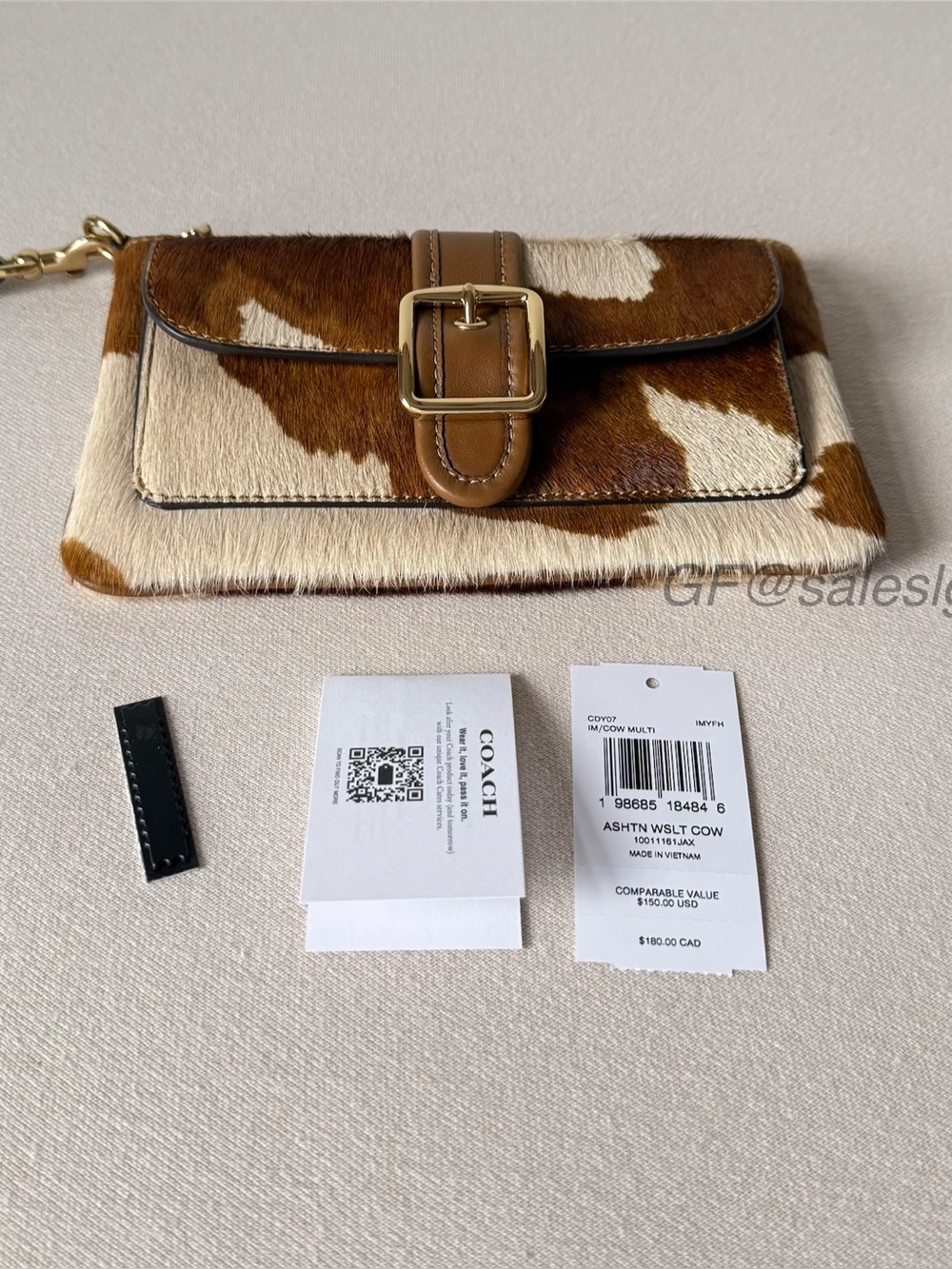 NWT Coach Ashton Haircalf Cow Print Wristlet Clutch Wallet Rare CDY07 Tan Brown - Picture 7 of 16